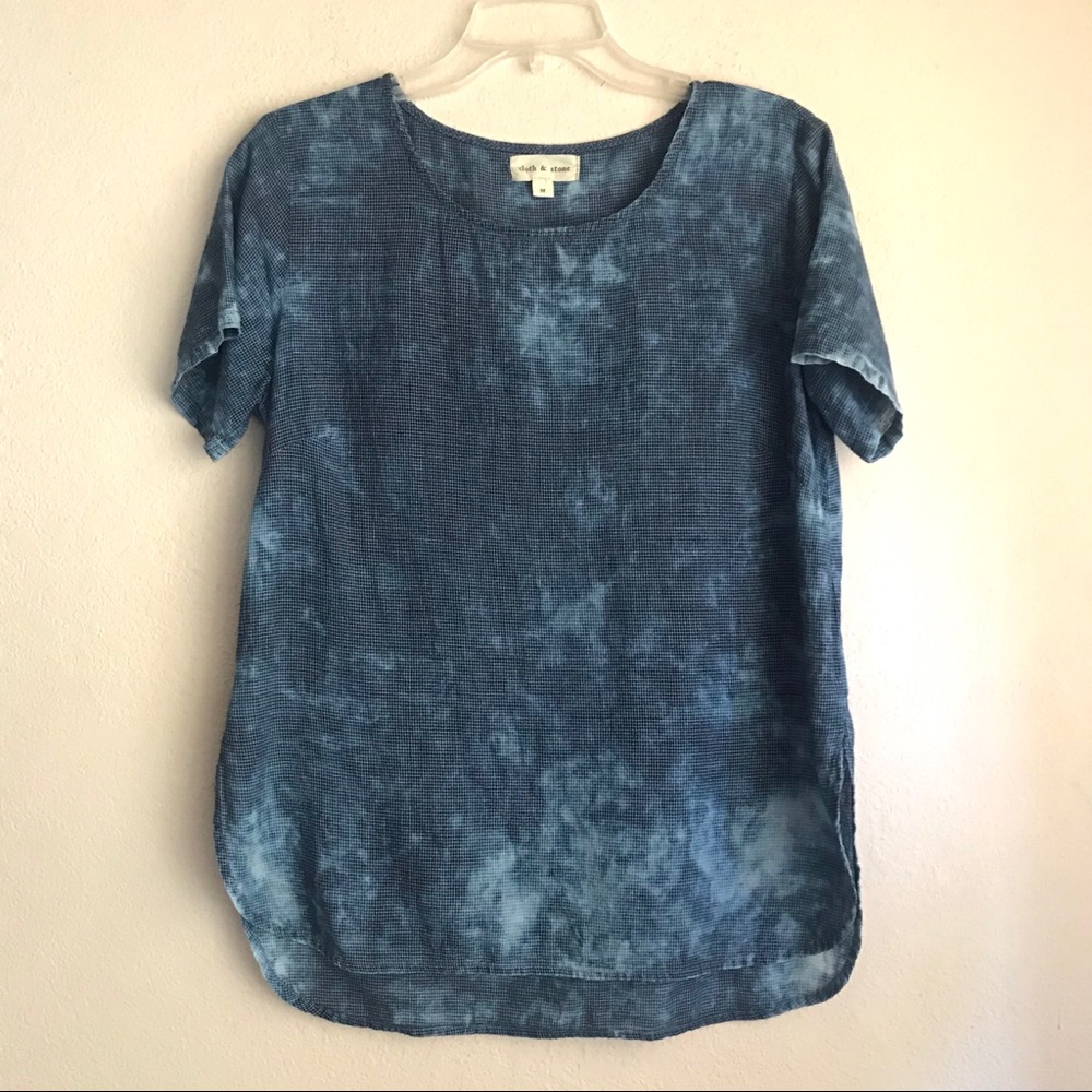 Cloth & Stone Bleach Dyed Cotton Blouse, Medium